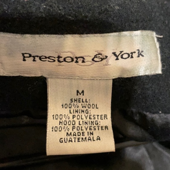 Black 100% wool jacket with hood by Preston & York - Picture 6 of 7